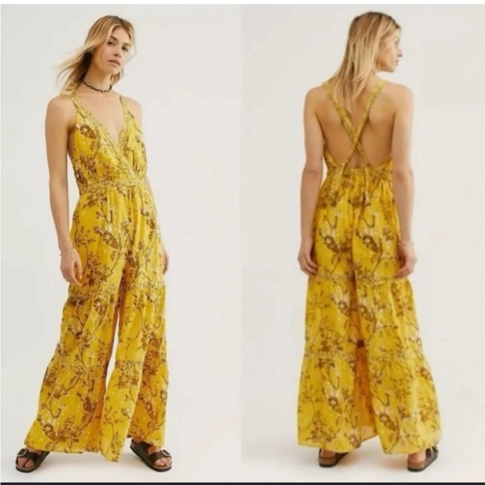 Free People Caico Floral Jumpsuit
